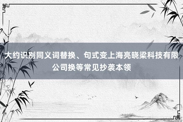 大约识别同义词替换、句式变上海亮晓梁科技有限公司换等常见抄袭本领